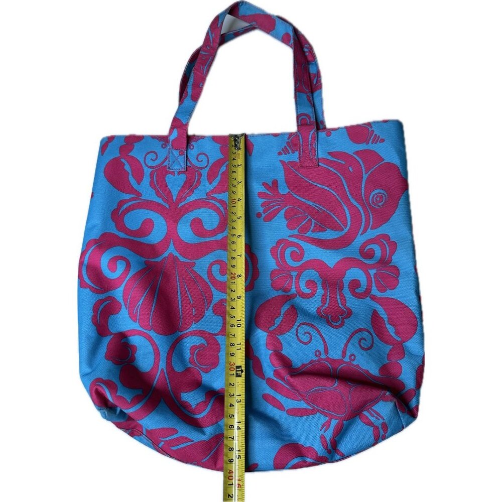 Lilly Pulitzer Estee Lauder Pink And Blue Canvas Tote Bag Beach Ocean Sea Theme - Picture 4 of 7